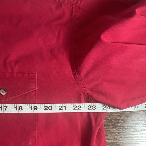 Vintage Mens Wrangler Red Large Tall Button Down Western Shirt - Picture 5 of 7